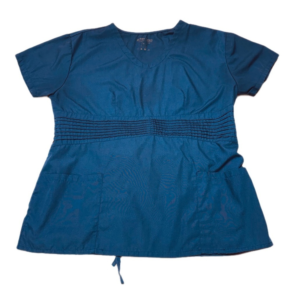 Green Town Blue V-Neck Scrub Top Size XL